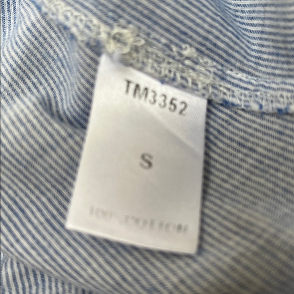 Anthropologie THML Madelyn Embroidered Top in Blue Pinstripe Size Small - Picture 7 of 7